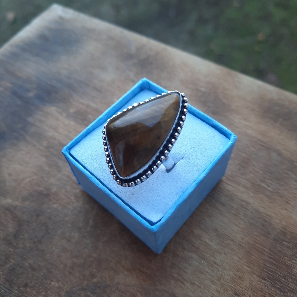 Unisex Golden Tiger Eye Ring (7.5) - Picture 4 of 15